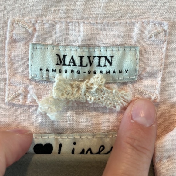 I love linen light pink linen button down Malvin Germany size S/US 6 cottagecore - Picture 16 of 17